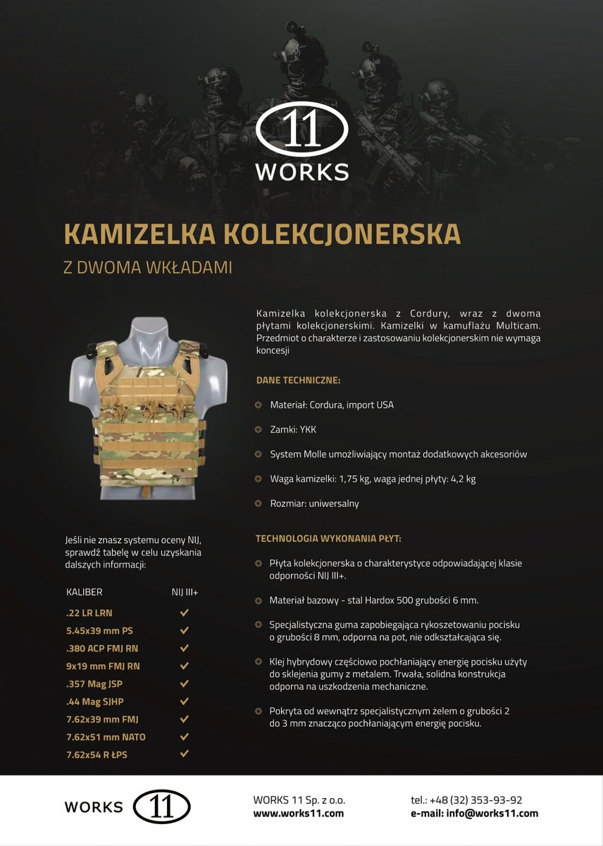 Plate Carier Cordura Molle plus wkłady klasa odp. NIJ III+